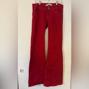 Red flared pants